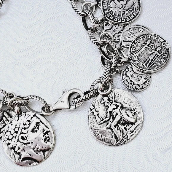 Silpada Sterling Silver Roman Coin Cha Cha Bracelet B1624